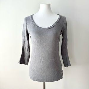 J. Crew Gray Artist T 100% Cotton 3/4 Length Sleeve Size Small